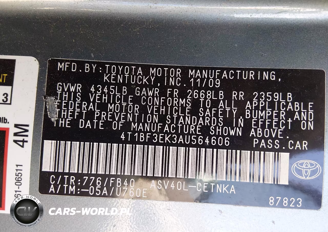 2010 Toyota Camry Le VIN:4T1BF3EK3AU564606 - 9