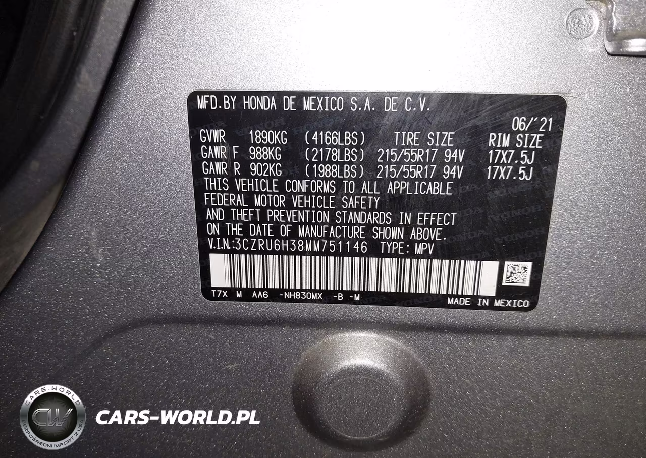 2021 Honda Hr-V Awd Lx VIN:3CZRU6H38MM751146 - 9
