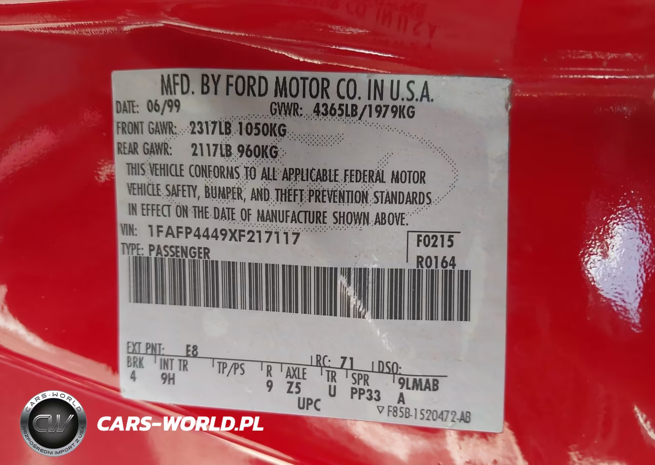 1999 Ford Mustang VIN:1FAFP4449XF217117 - 9