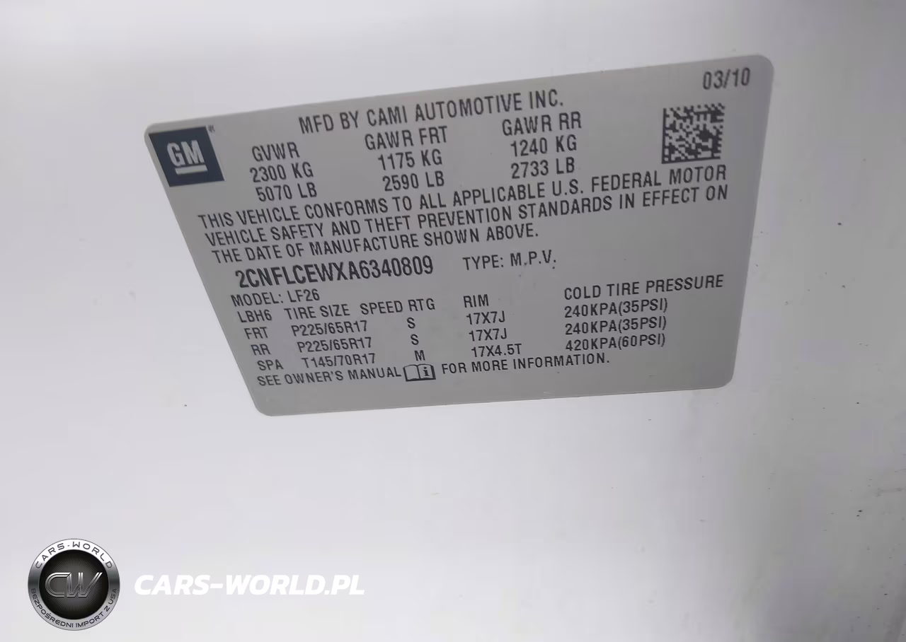 2010 Chevrolet Equinox Ls VIN:2CNFLCEWXA6340809 - 9