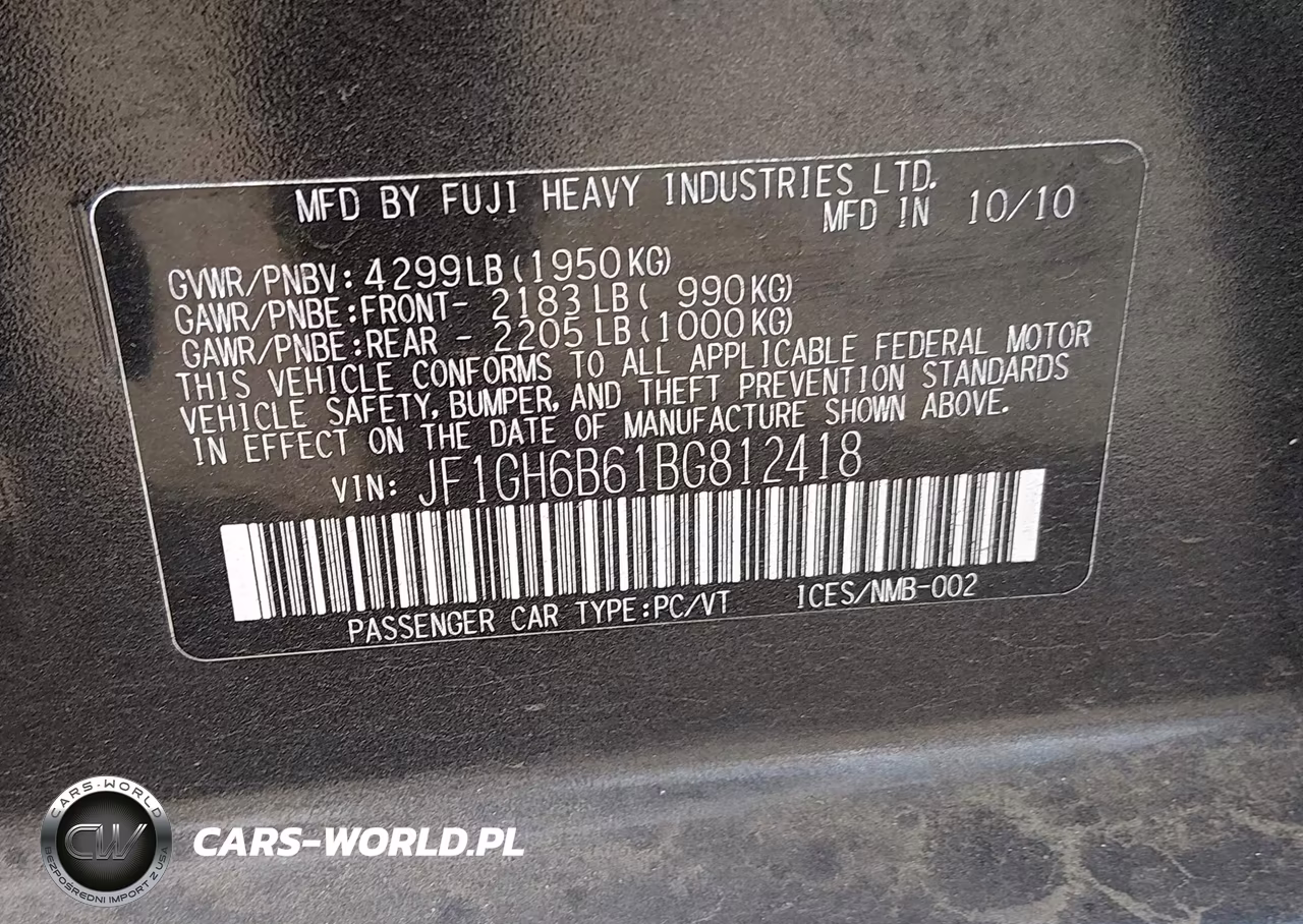 2011 Subaru Impreza 2.5I Premium VIN:JF1GH6B61BG812418 - 9