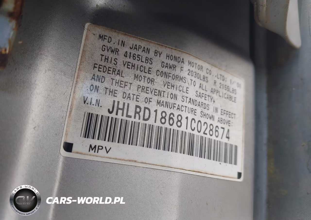 2001 Honda Cr-V Ex VIN:JHLRD18681C028674 - 9