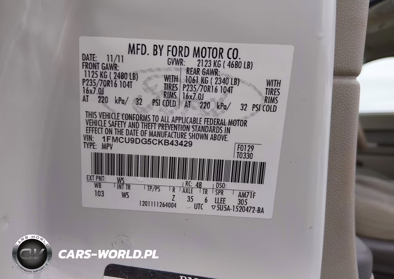 2012 Ford Escape Xlt VIN:1FMCU9DG5CKB43429 - 9
