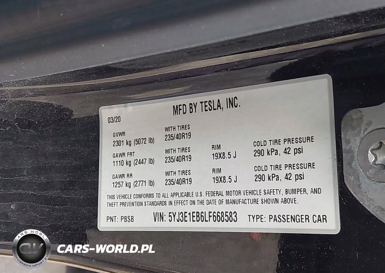 2020 Tesla Model 3 Long Range Dual Motor All-Wheel Drive VIN:5YJ3E1EB6LF668583 - 9