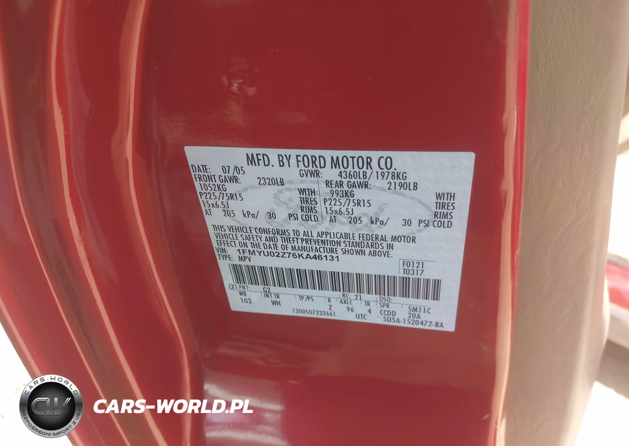 2006 Ford Escape Xls-Xls Manual VIN:1FMYU02Z76KA46131 - 9