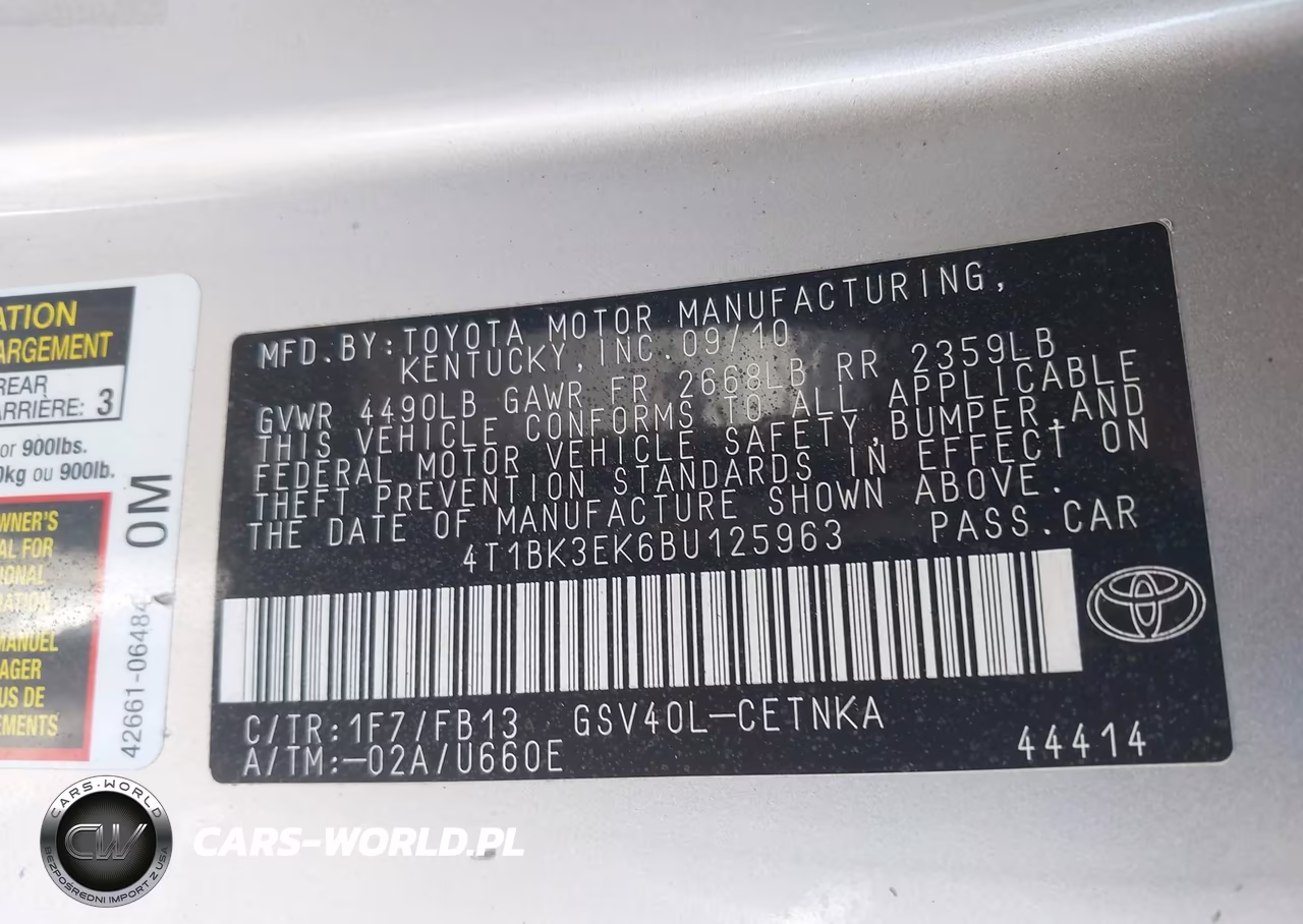 2011 Toyota Camry Le V6 VIN:4T1BK3EK6BU125963 - 9