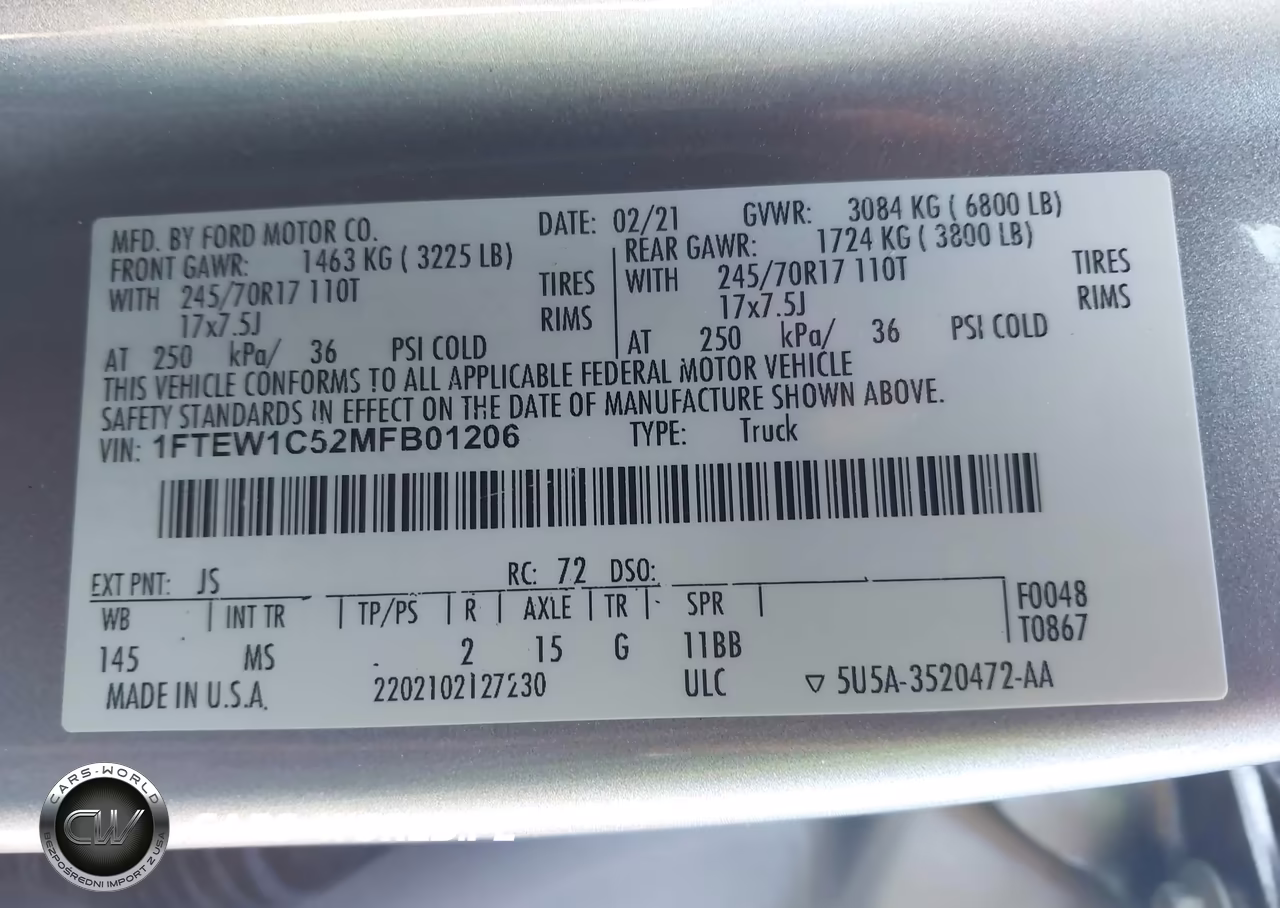 2021 Ford F-150 Xlt VIN:1FTEW1C52MFB01206 - 9