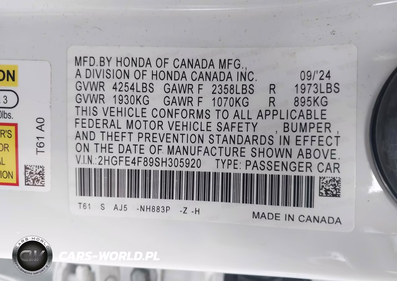 2025 Honda Civic Hybrid Sport-Sport Touring VIN:2HGFE4F89SH305920 - 9