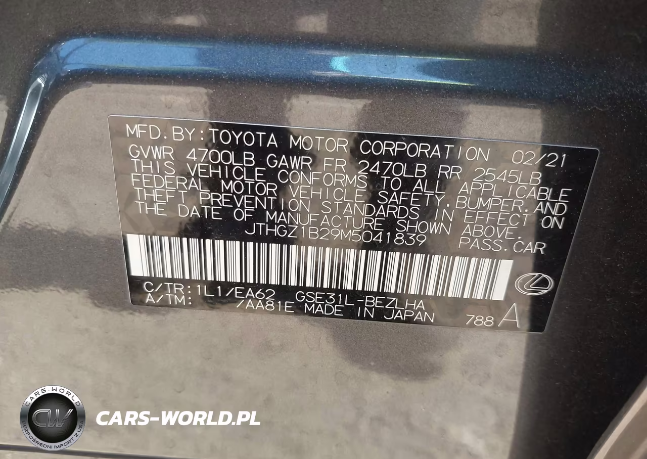 2021 Lexus Is 350 F Sport VIN:JTHGZ1B29M5041839 - 9