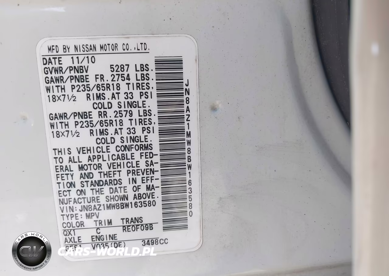 2011 Nissan Murano S VIN:JN8AZ1MW8BW163580 - 9