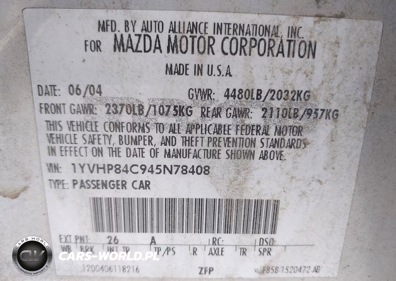2004 Mazda Mazda6 I VIN:1YVHP84C945N78408 - 9