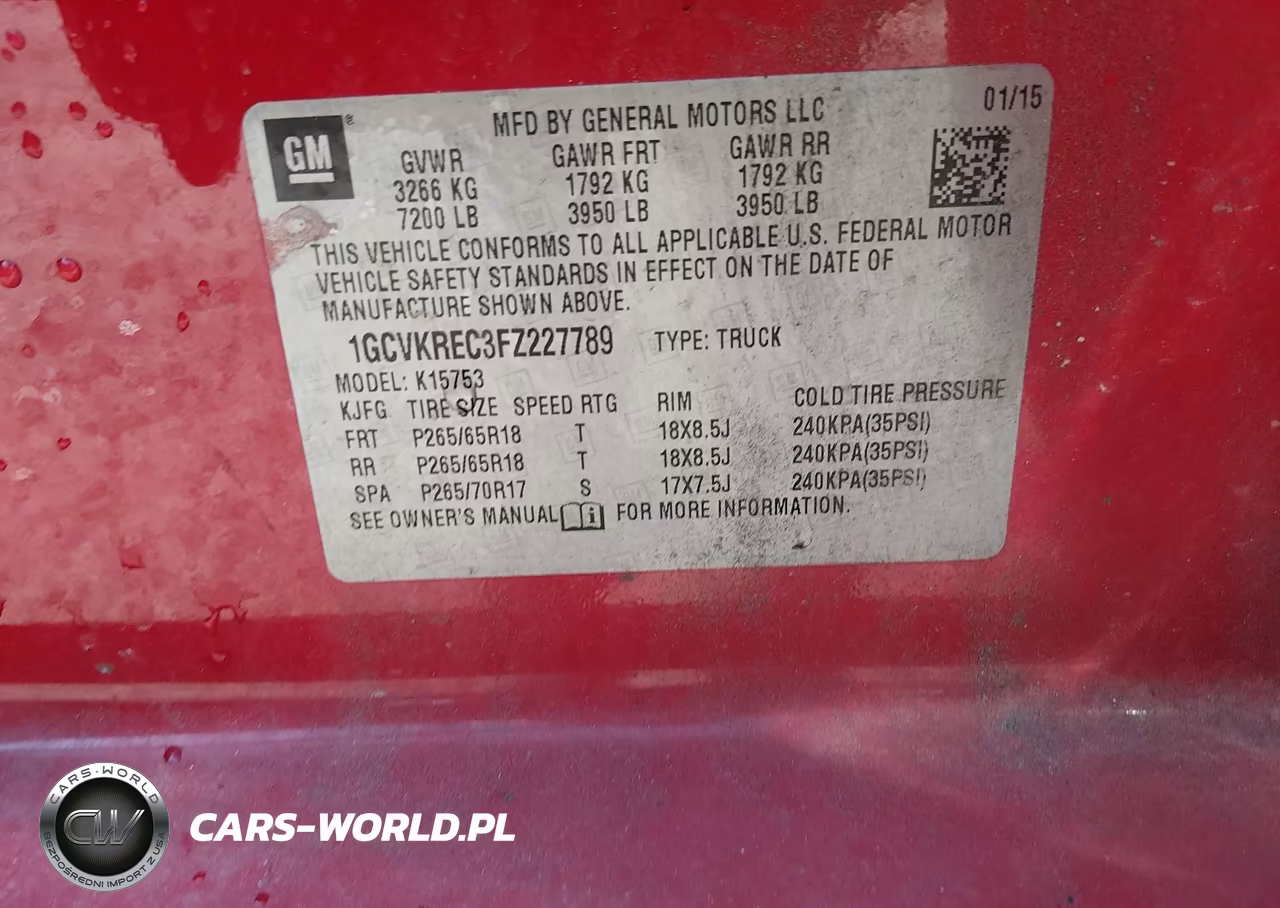 2015 Chevrolet Silverado 1500 2Lt VIN:1GCVKREC3FZ227789 - 9