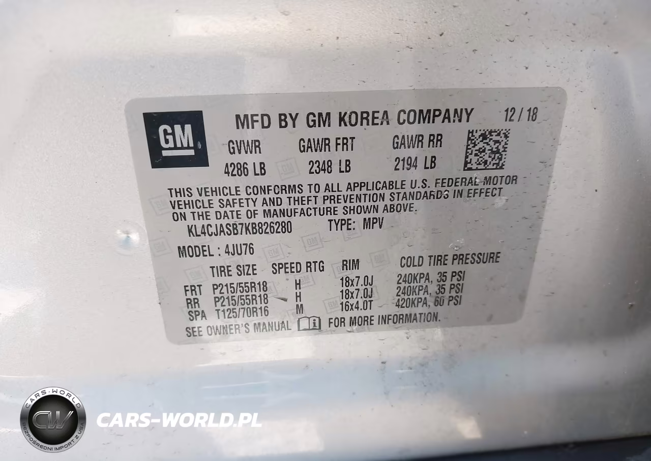 2019 Buick Encore Fwd Preferred VIN:KL4CJASB7KB826280 - 9