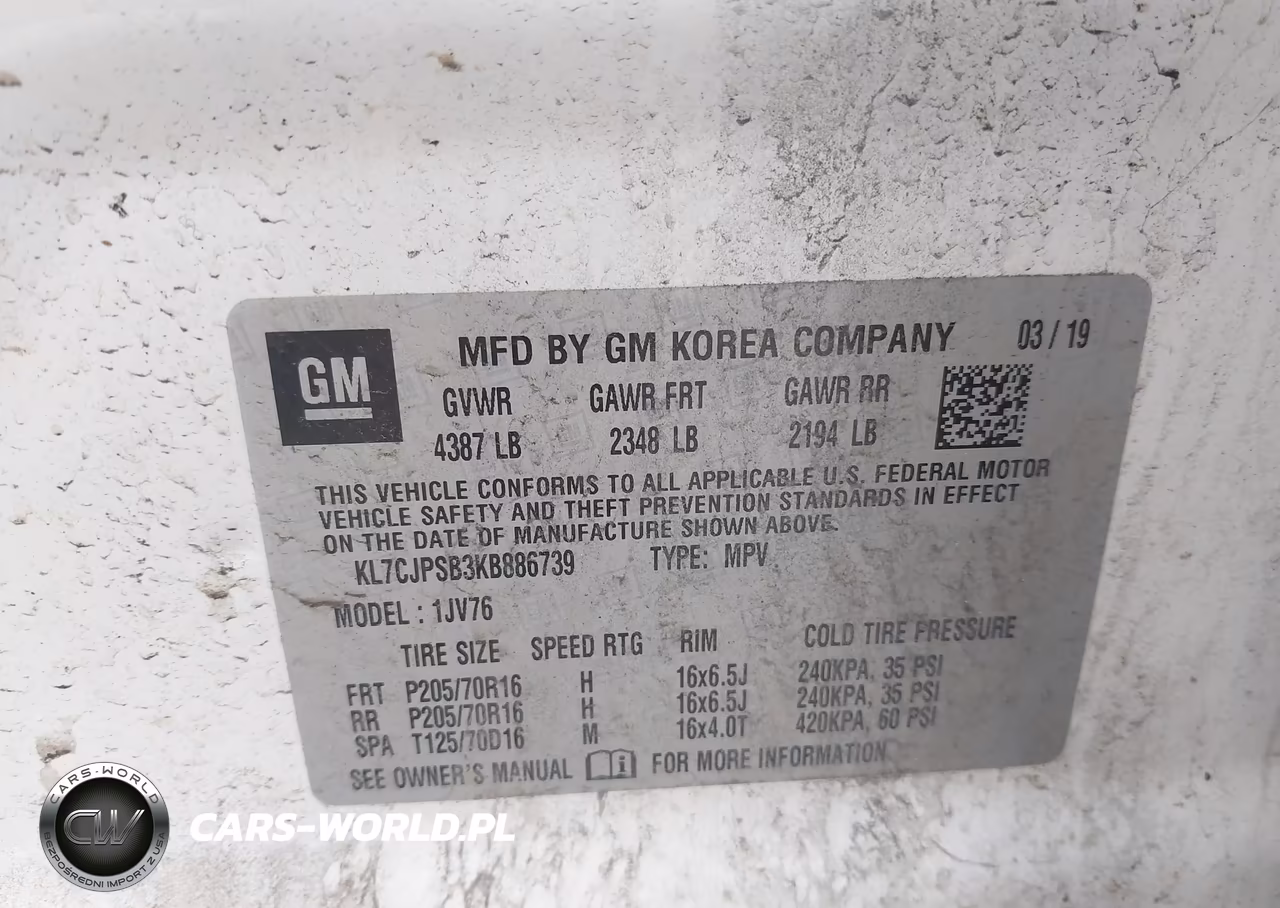 2019 Chevrolet Trax Lt VIN:KL7CJPSB3KB886739 - 9