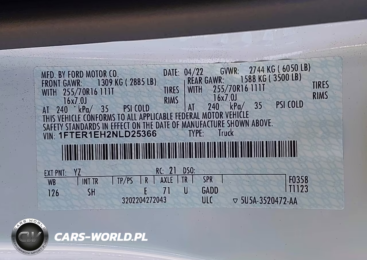 2022 Ford Ranger Xl VIN:1FTER1EH2NLD25366 - 9