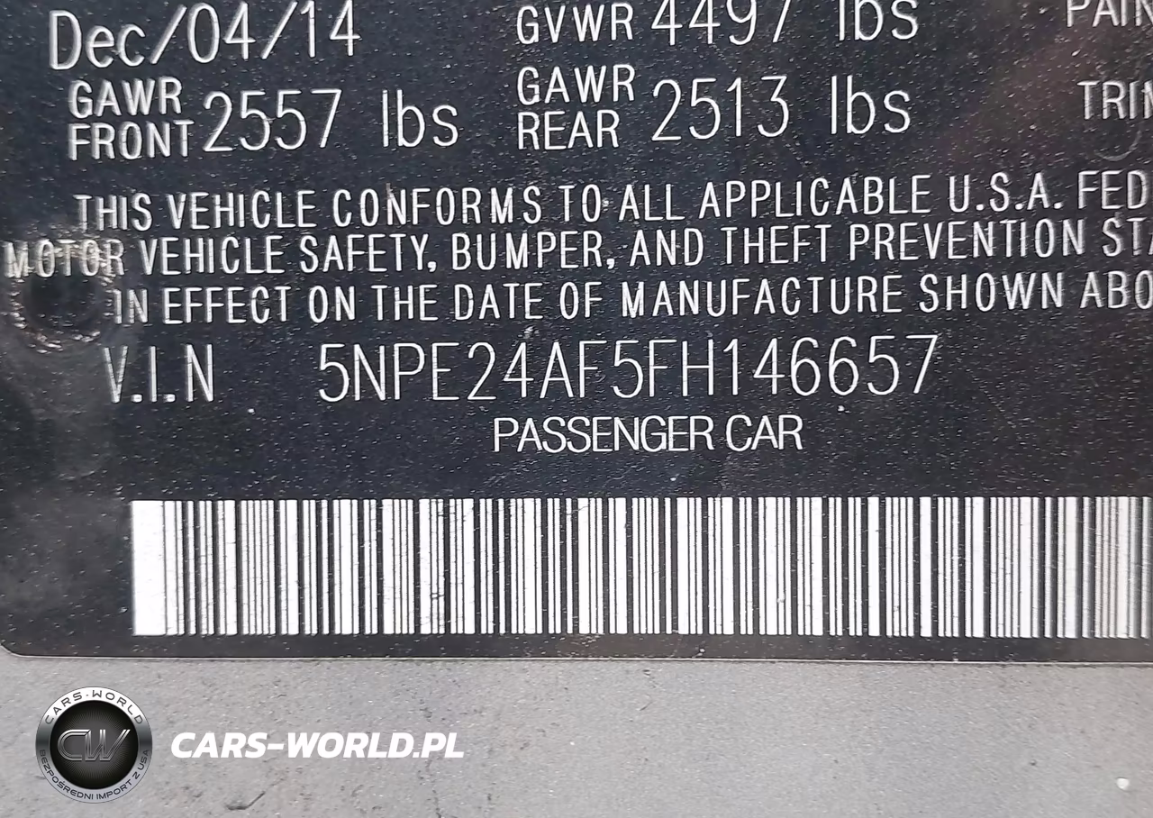 2015 Hyundai Sonata Se VIN:5NPE24AF5FH146657 - 9