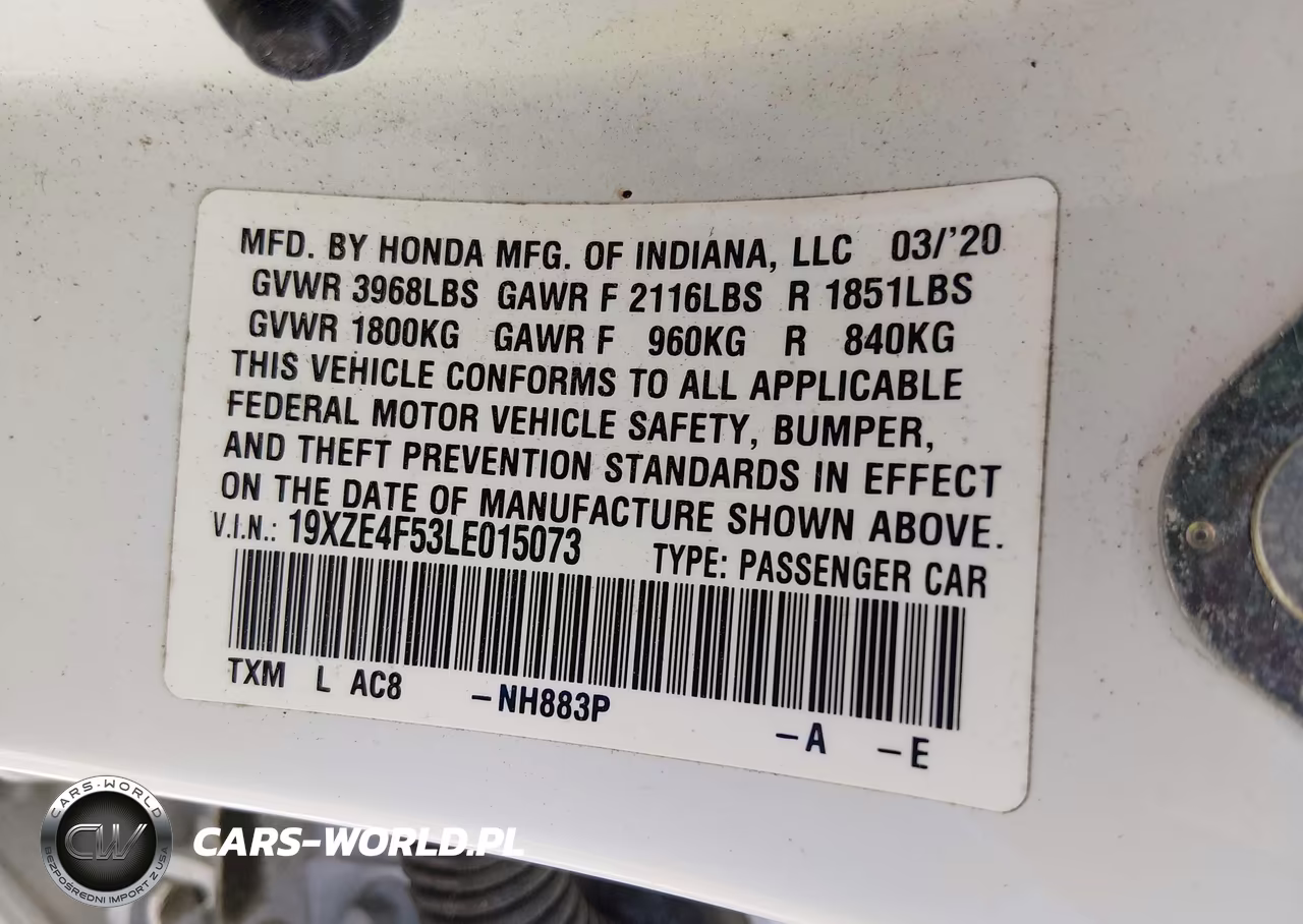 2020 Honda Insight Ex VIN:19XZE4F53LE015073 - 9
