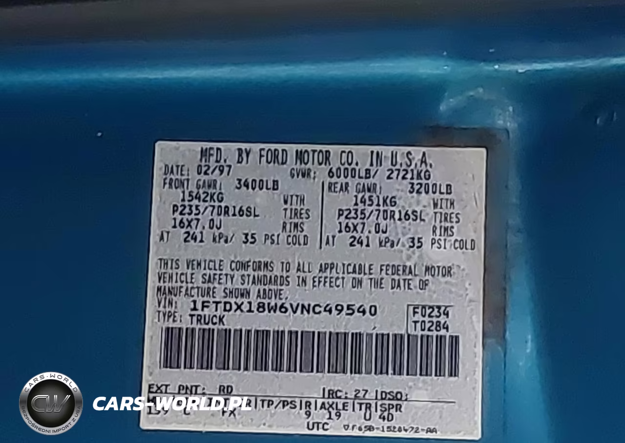 1997 Ford F-150 Lariat-Xl-Xlt VIN:1FTDX18W6VNC49540 - 9