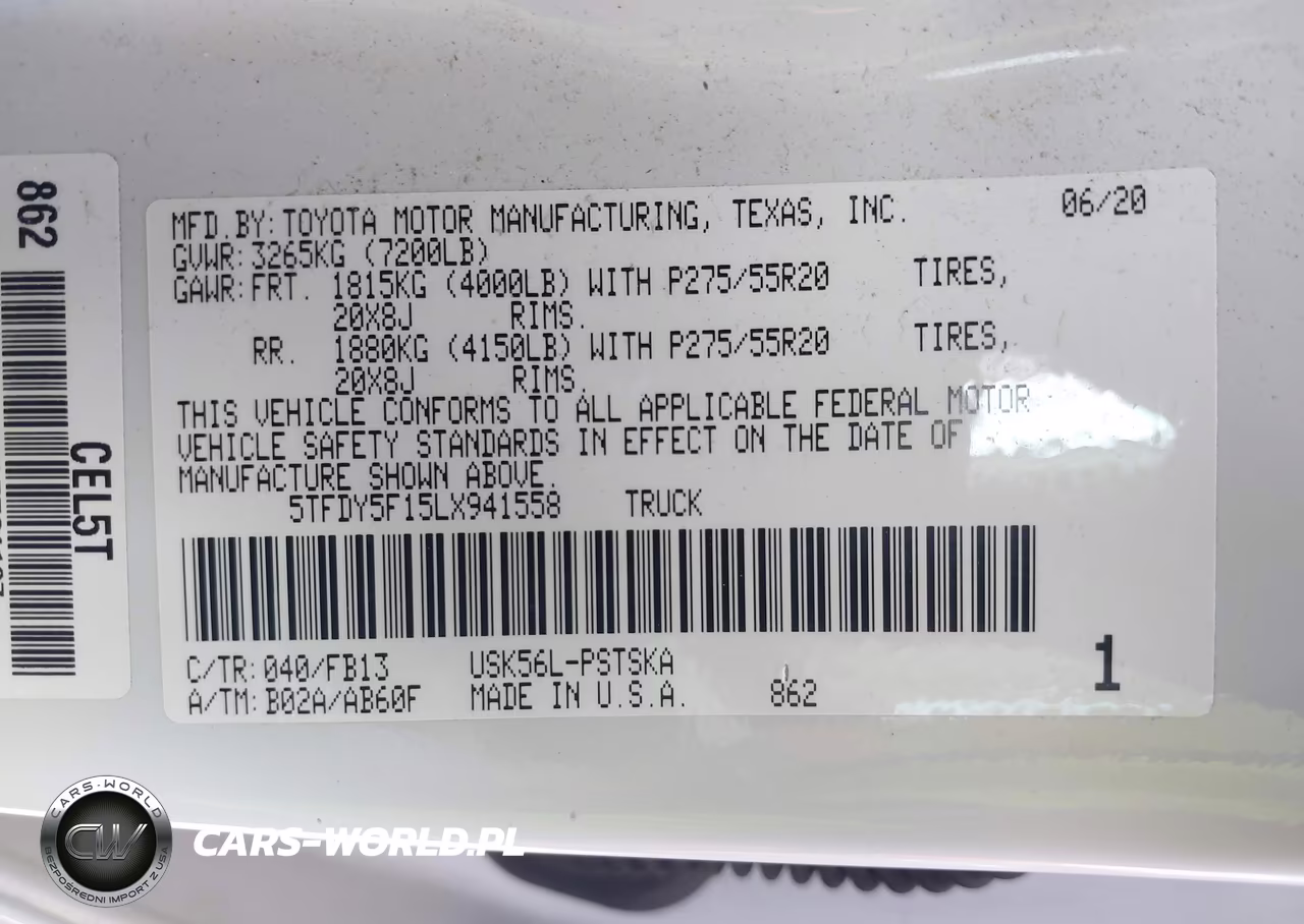 2020 Toyota Tundra Sr5 VIN:5TFDY5F15LX941558 - 9
