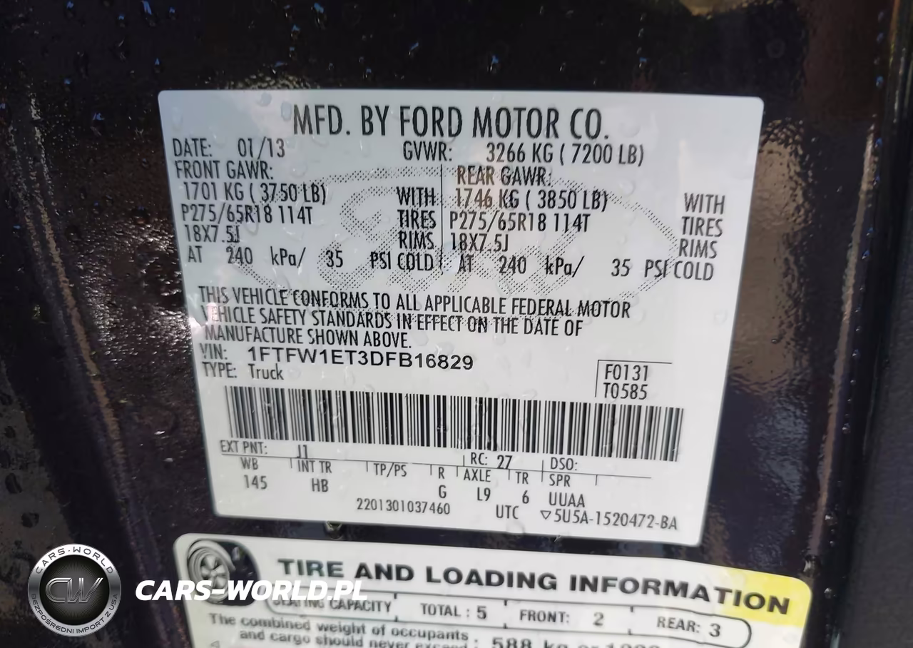 2013 Ford F-150 Lariat VIN:1FTFW1ET3DFB16829 - 9