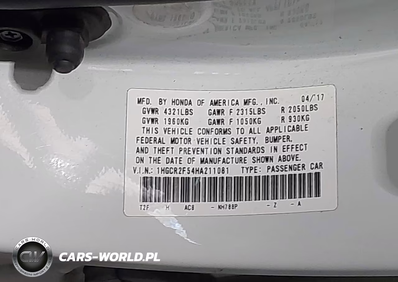 2017 Honda Accord Sport VIN:1HGCR2F54HA211081 - 9