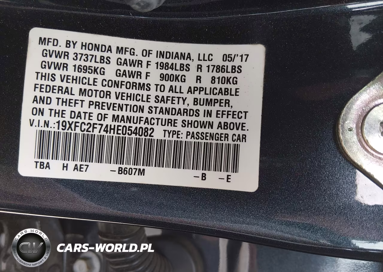 2017 Honda Civic Ex VIN:19XFC2F74HE054082 - 9