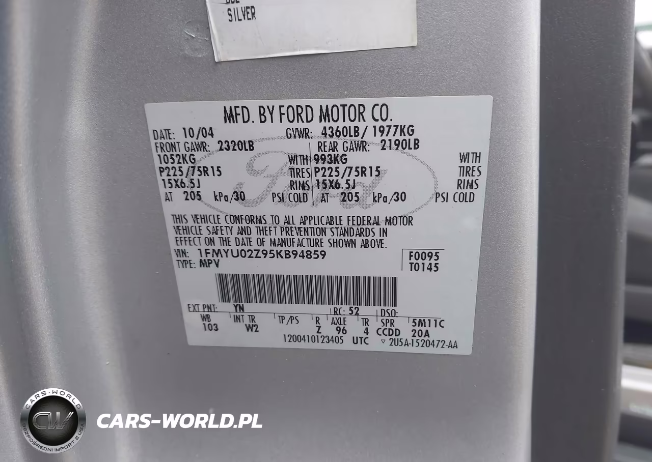 2005 Ford Escape Xls VIN:1FMYU02Z95KB94859 - 9