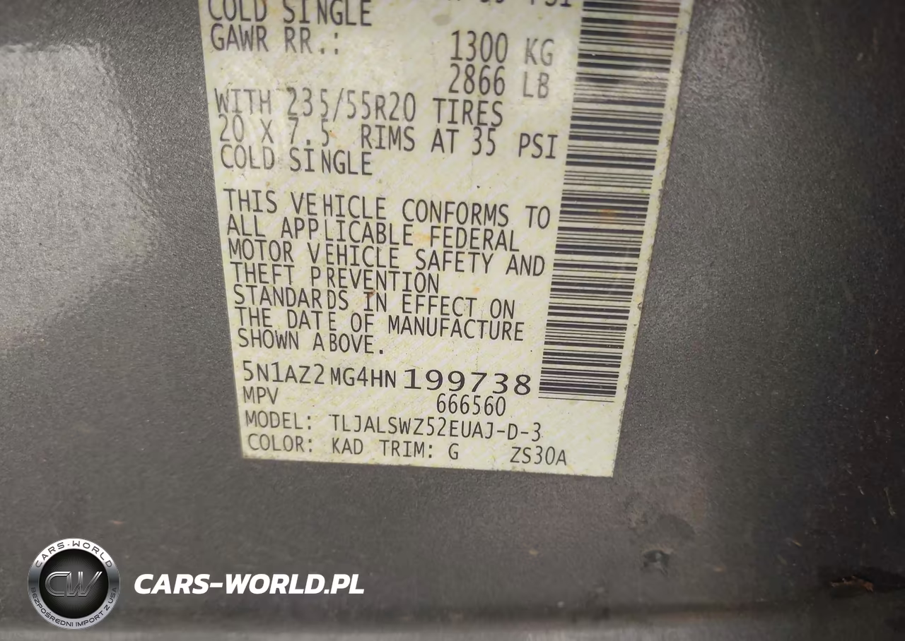 2017 Nissan Murano Platinum VIN:5N1AZ2MG4HN199738 - 9