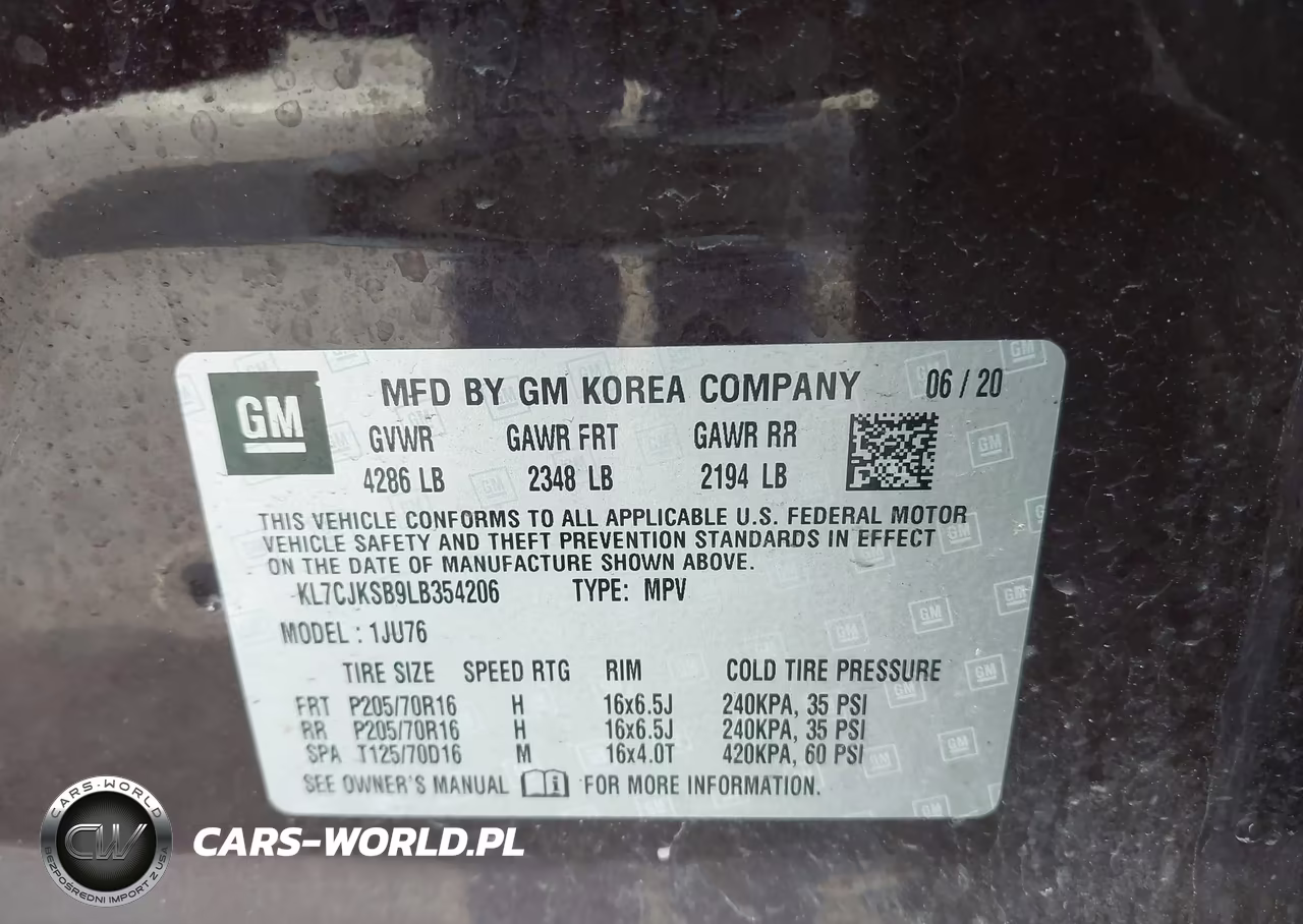 2020 Chevrolet Trax Fwd Ls VIN:KL7CJKSB9LB354206 - 9