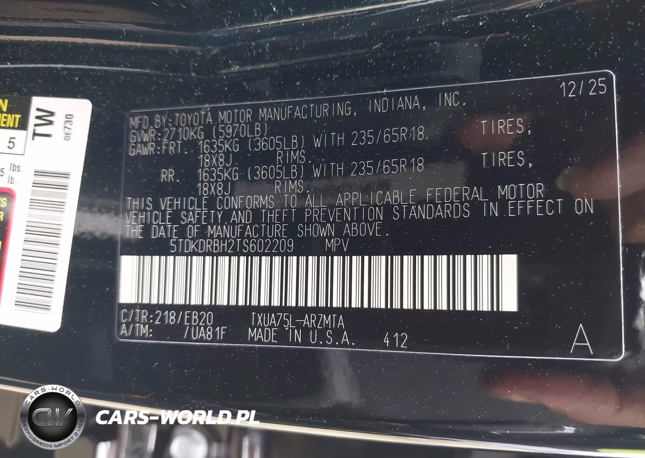 2026 Toyota Highlander Xle VIN:5TDKDRBH2TS602209 - 9