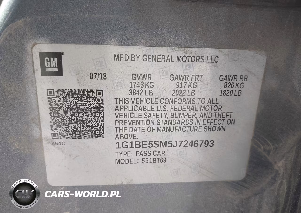 2018 Chevrolet Cruze Lt Auto VIN:1G1BE5SM5J7246793 - 9