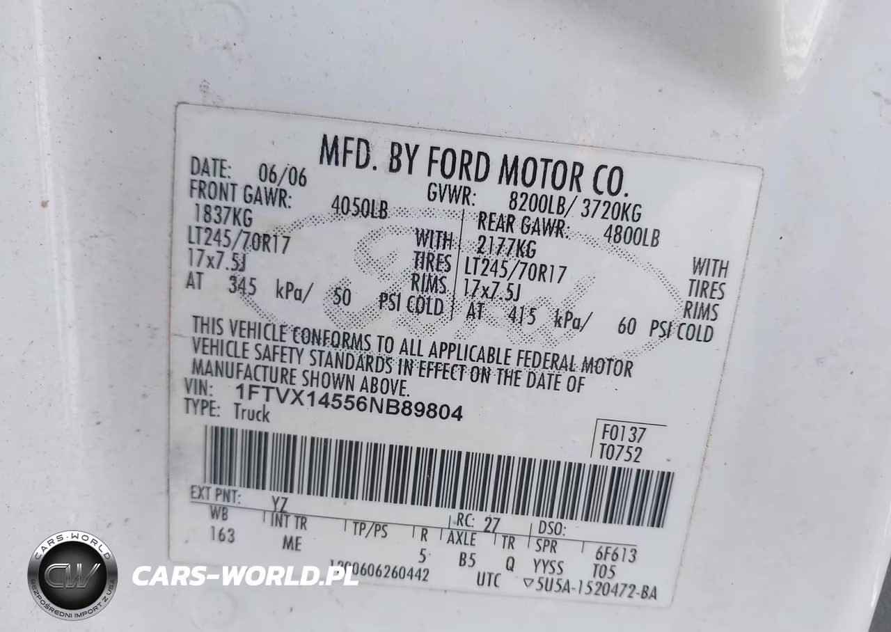 2006 Ford F-150 VIN:1FTVX14556NB89804 - 9