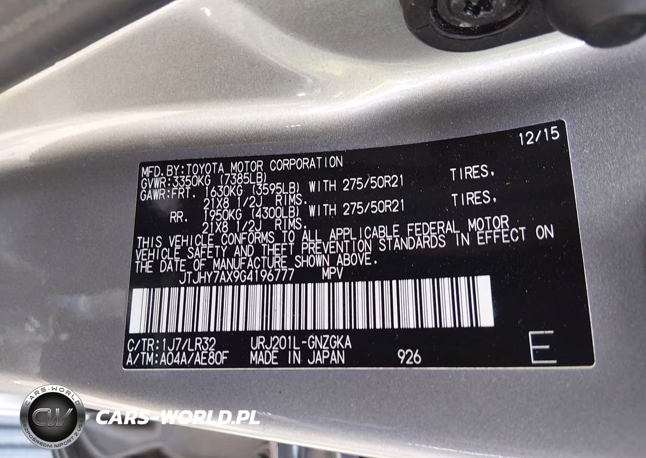 2016 Lexus Lx 570 VIN:JTJHY7AX9G4196777 - 9