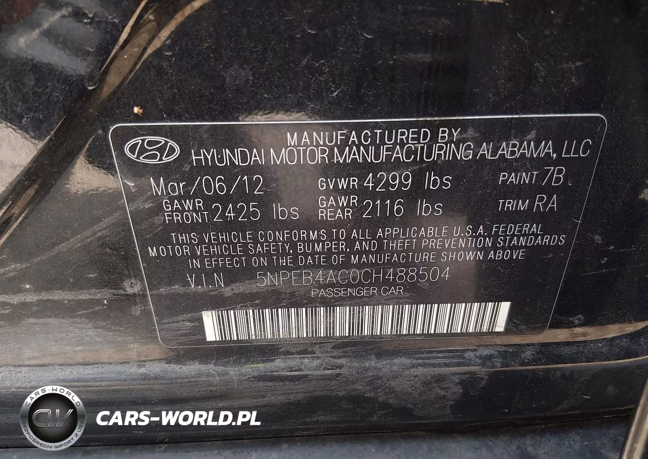 2012 Hyundai Sonata Gls VIN:5NPEB4AC0CH488504 - 9