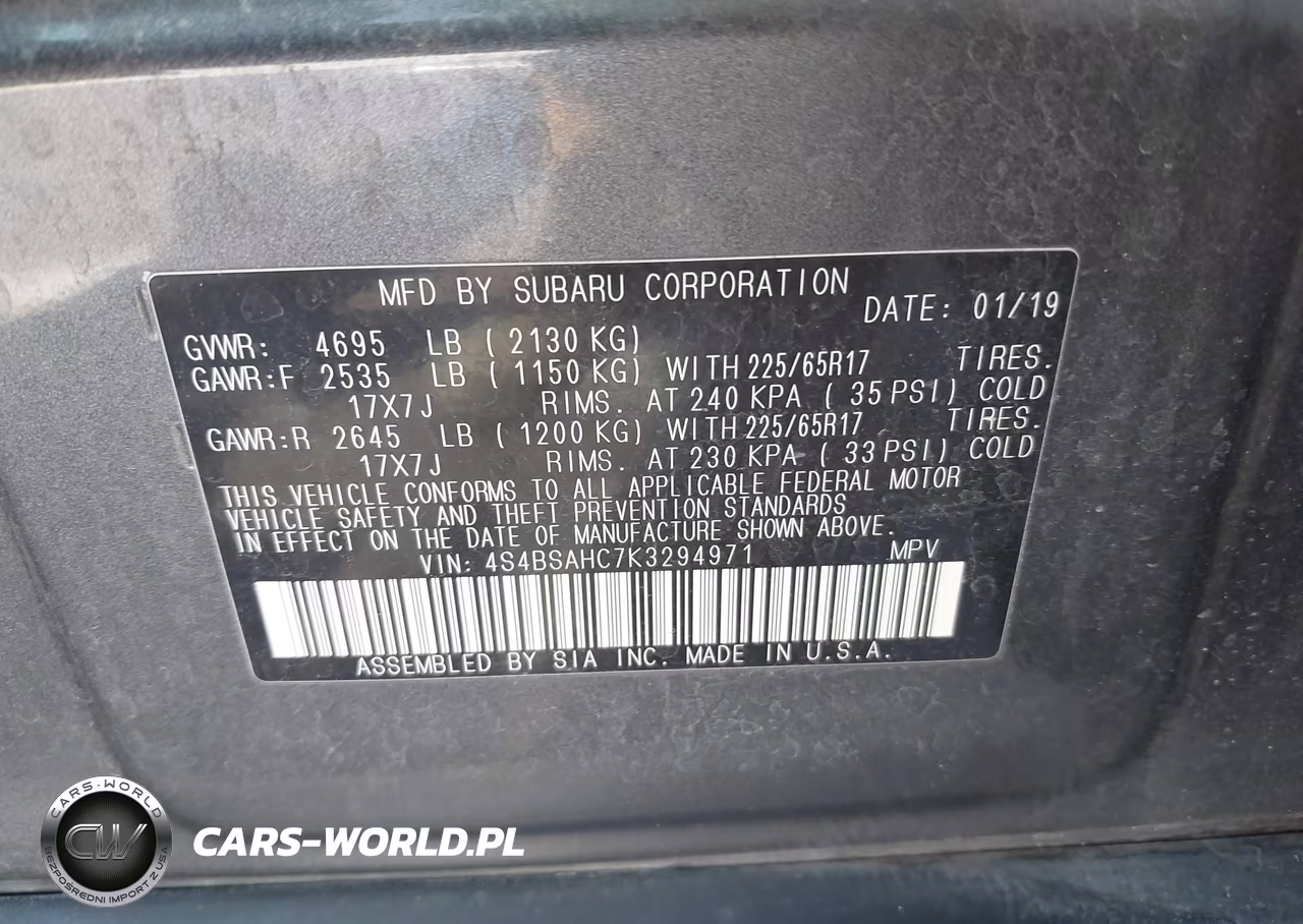 2019 Subaru Outback 2.5I Premium VIN:4S4BSAHC7K3294971 - 9