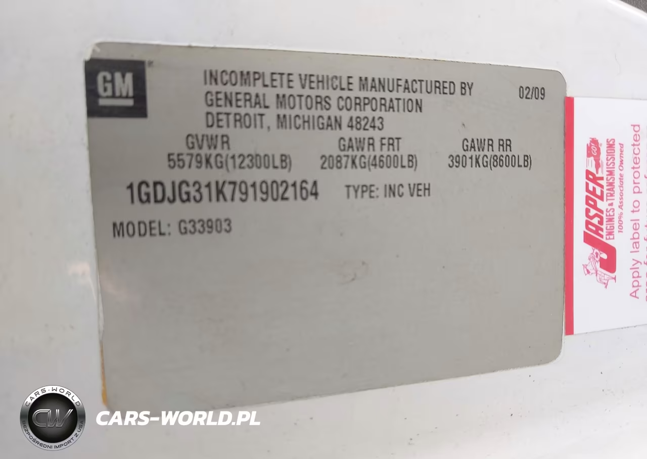 2009 GMC Savana Cutaway Work Van VIN:1GDJG31K791902164 - 9
