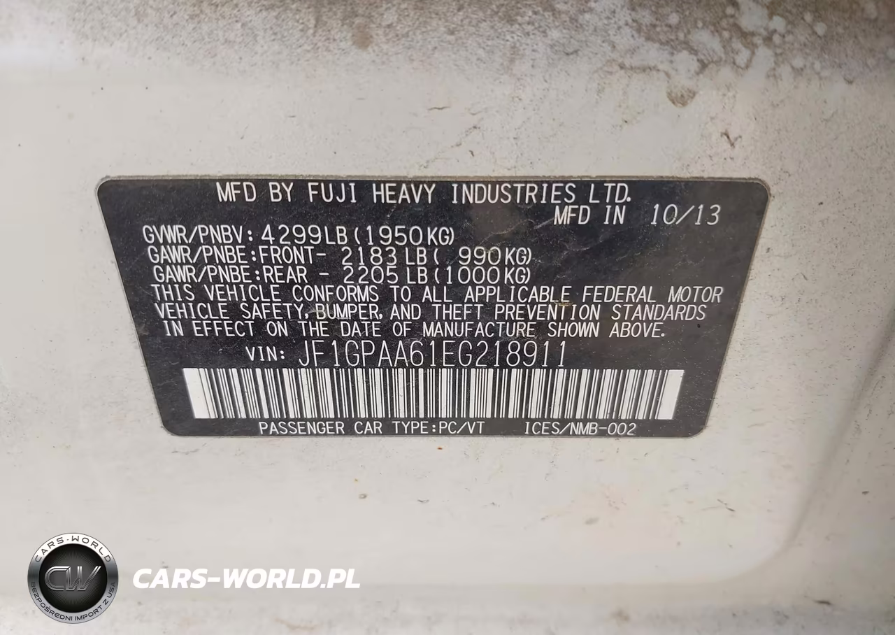 2014 Subaru Impreza 2.0I VIN:JF1GPAA61EG218911 - 9