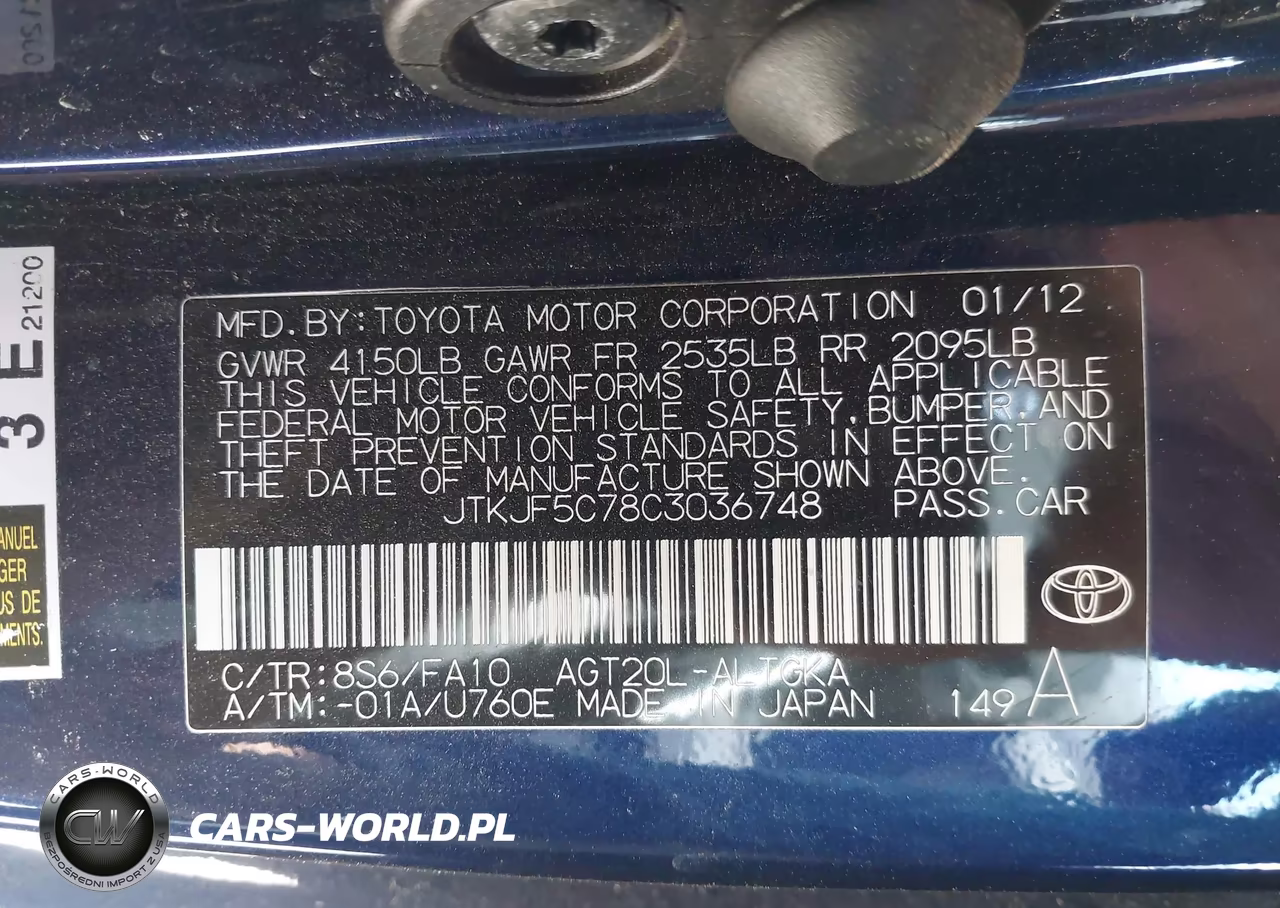 2012 Scion Tc VIN:JTKJF5C78C3036748 - 9