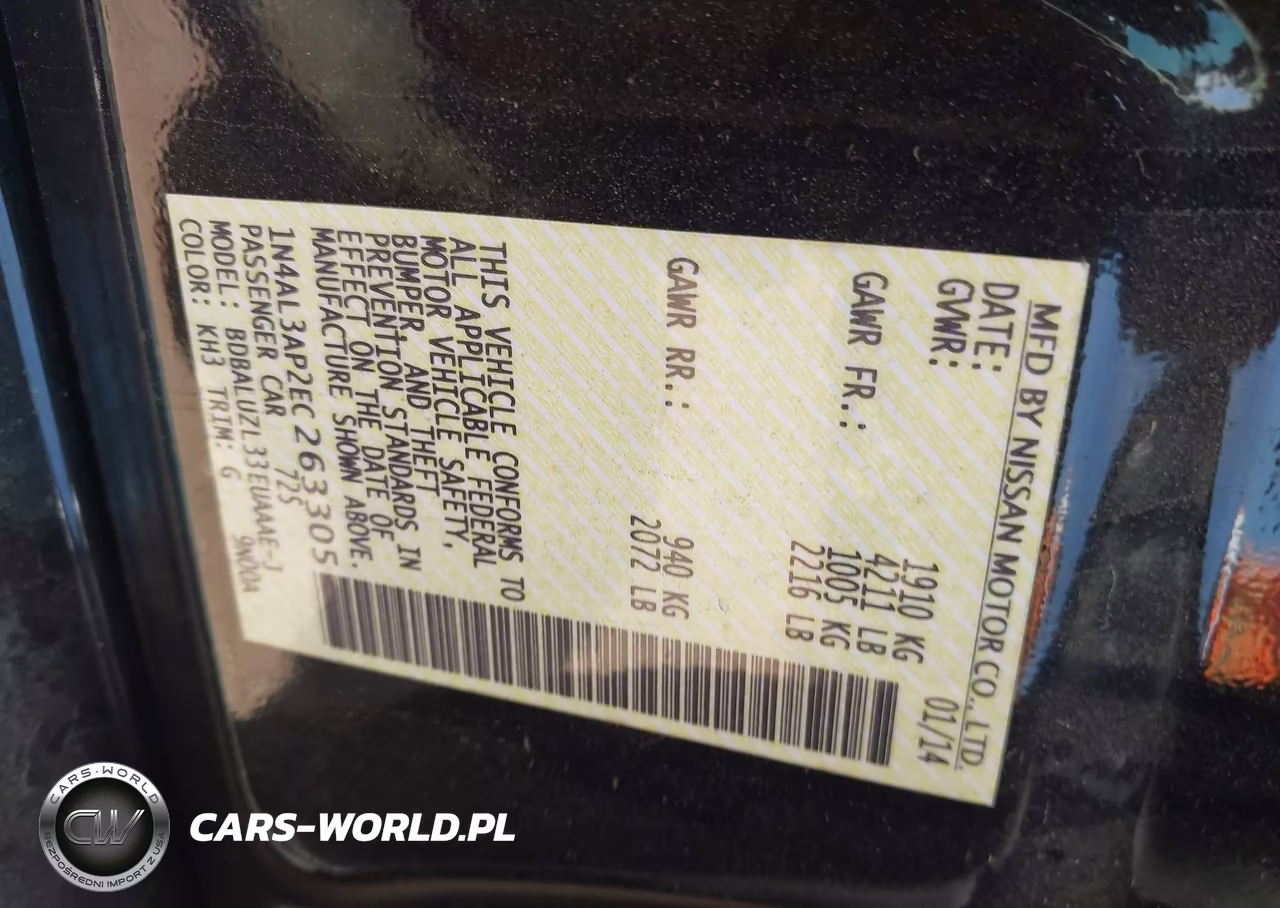 2014 Nissan Altima 2.5 Sv VIN:1N4AL3AP2EC263305 - 9