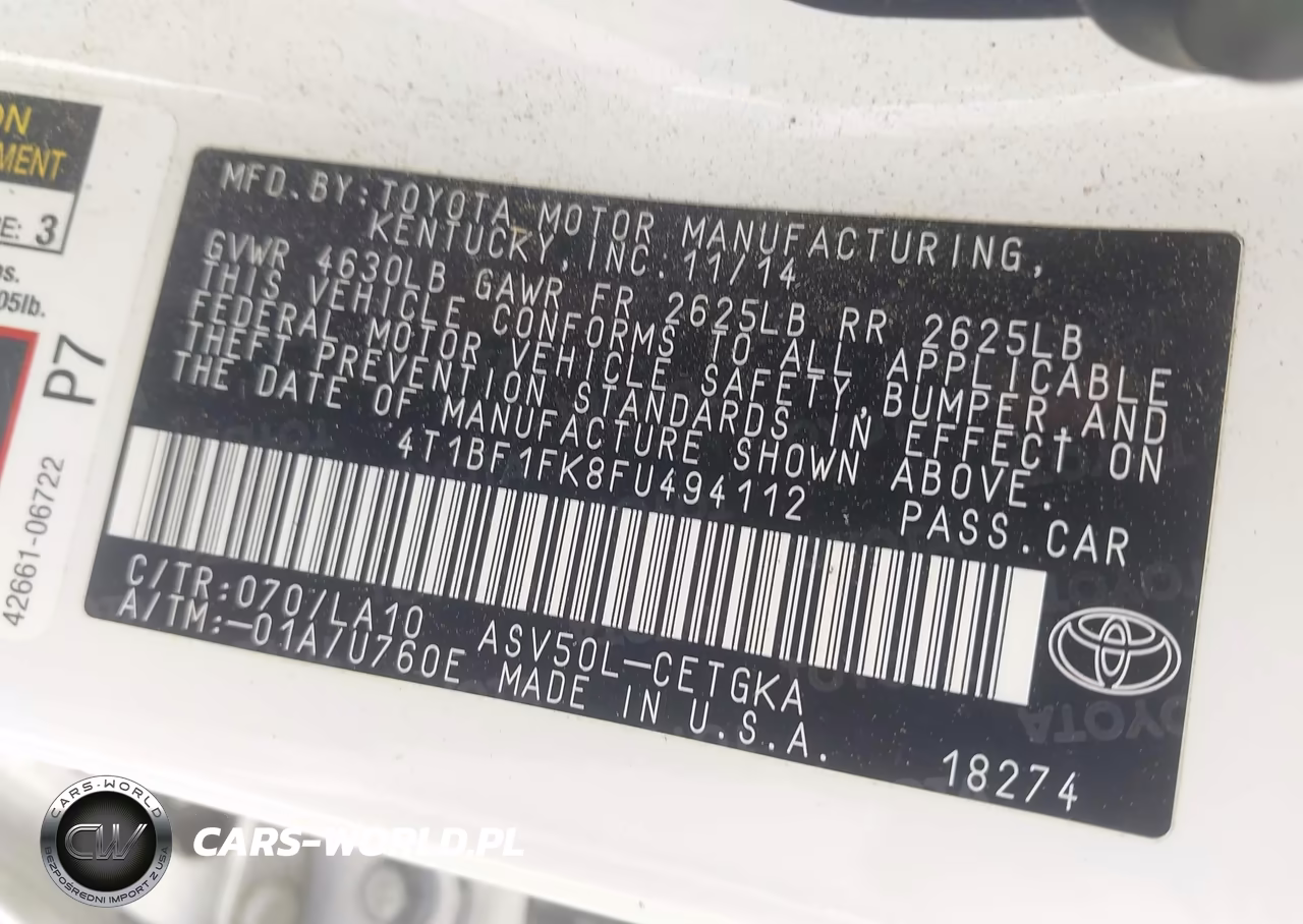 2015 Toyota Camry Xle VIN:4T1BF1FK8FU494112 - 9