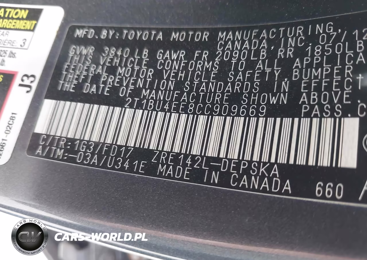 2012 Toyota Corolla S VIN:2T1BU4EE8CC909669 - 9