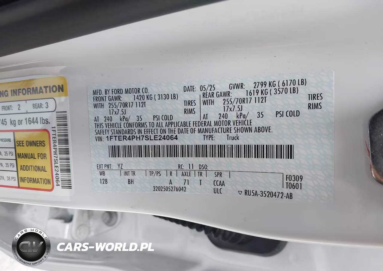 2025 Ford Ranger Xl VIN:1FTER4PH7SLE24064 - 9