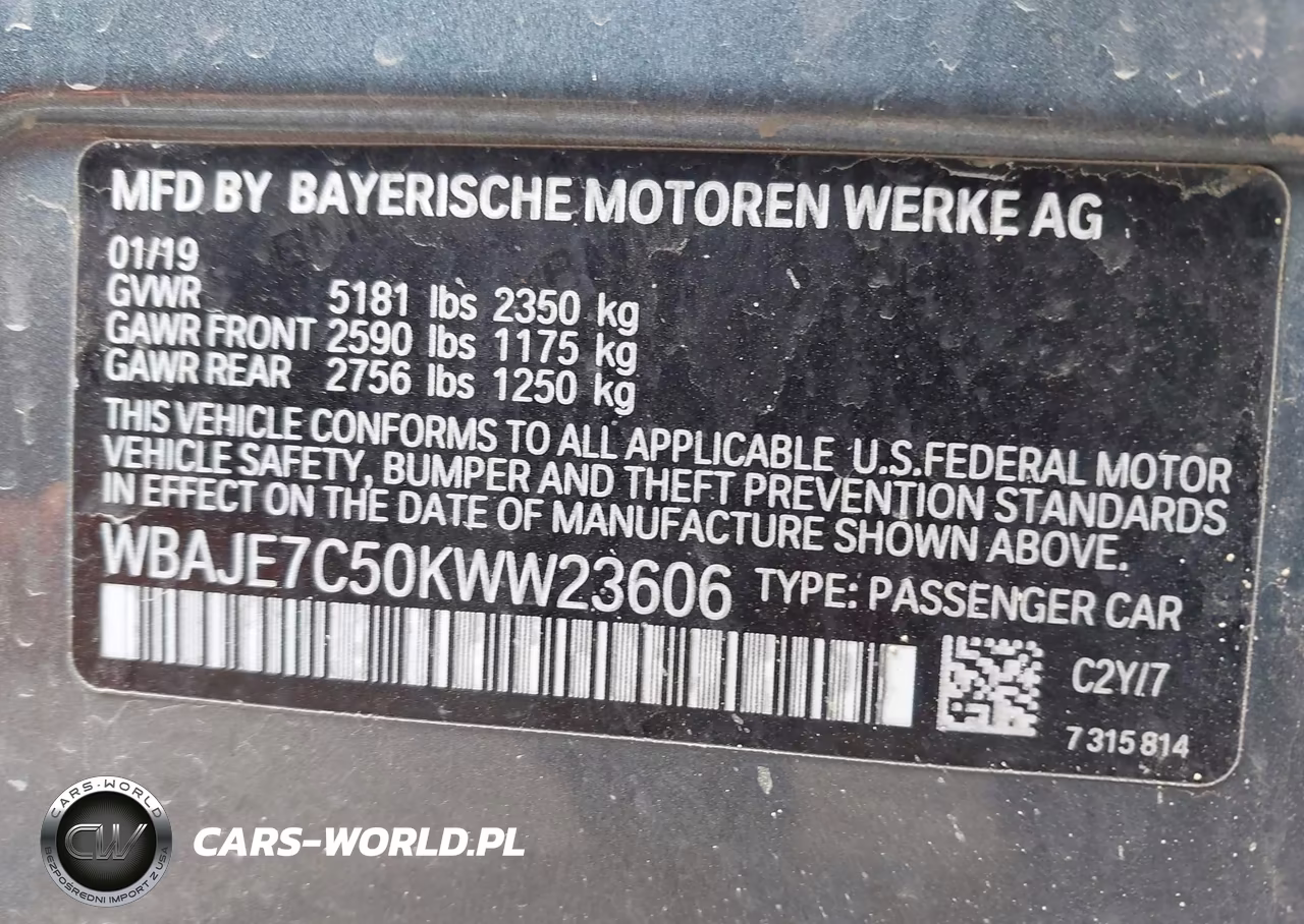 2019 BMW 540I xDrive VIN:WBAJE7C50KWW23606 - 9