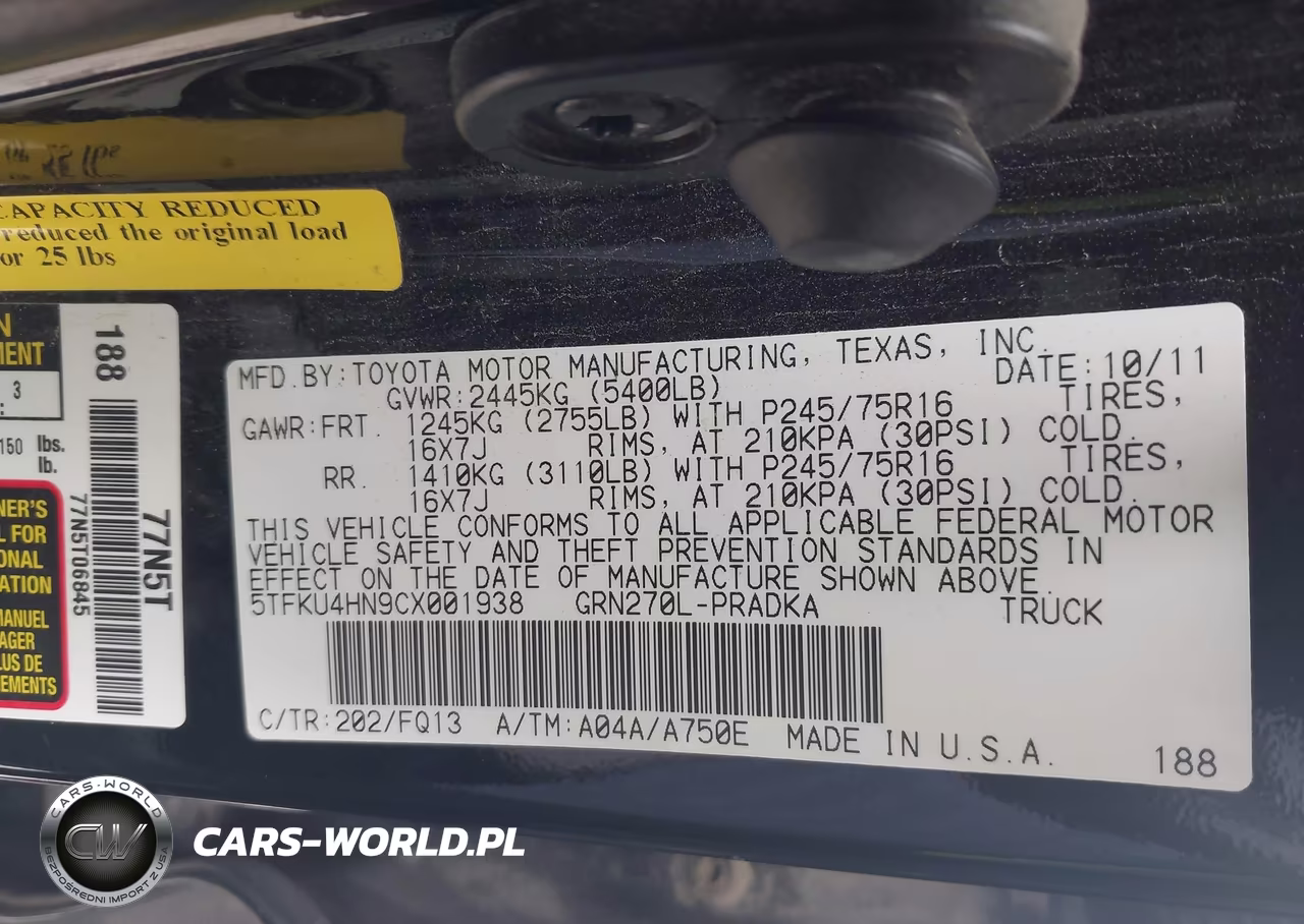 2012 Toyota Tacoma Prerunner V6 VIN:5TFKU4HN9CX001938 - 9