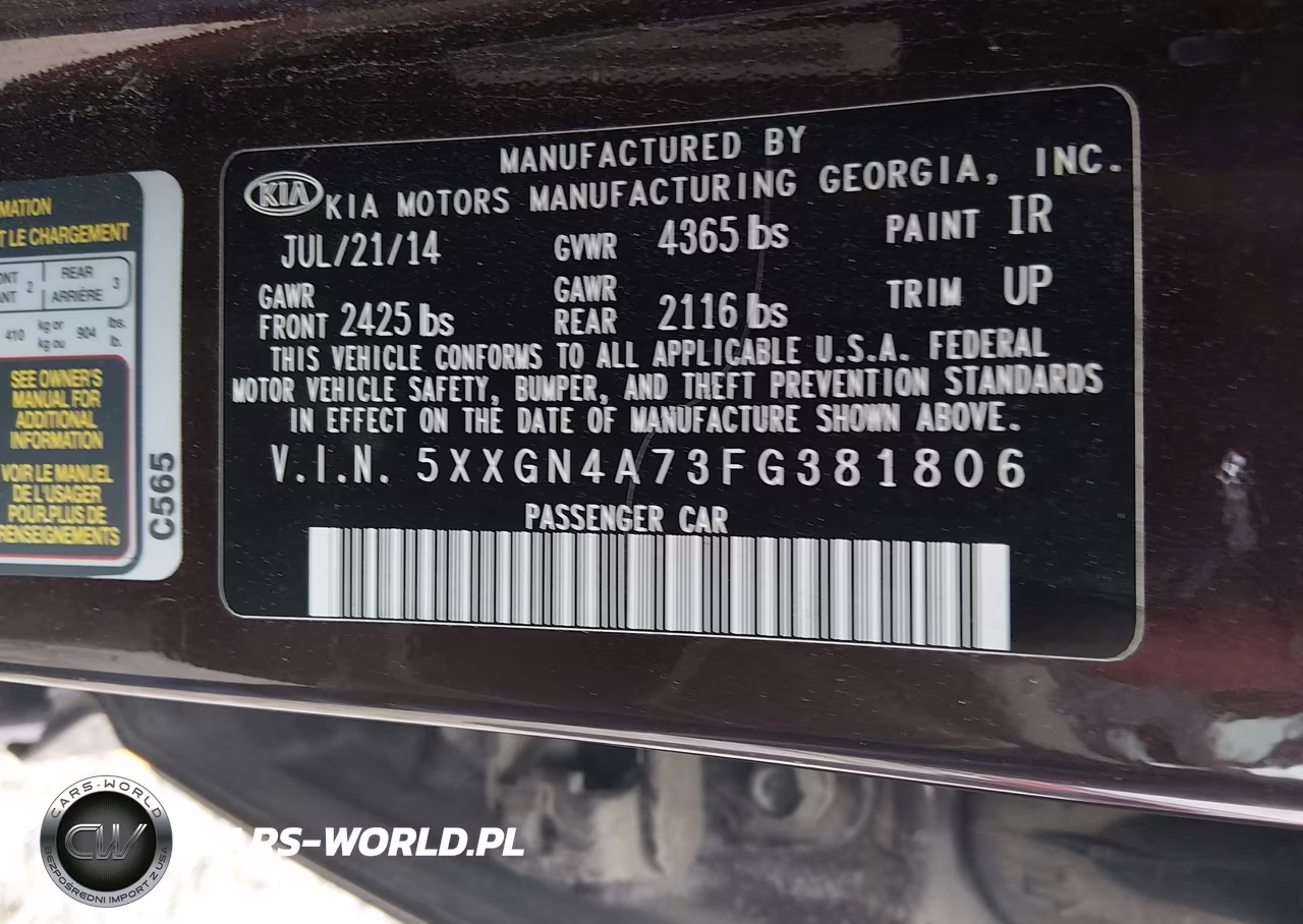 2015 Kia Optima Ex VIN:5XXGN4A73FG381806 - 9