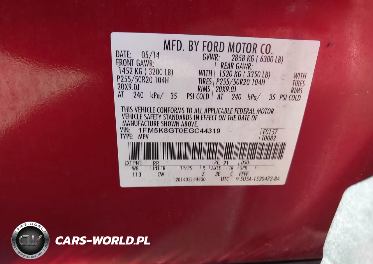 2014 Ford Explorer Sport VIN:1FM5K8GT0EGC44319 - 9