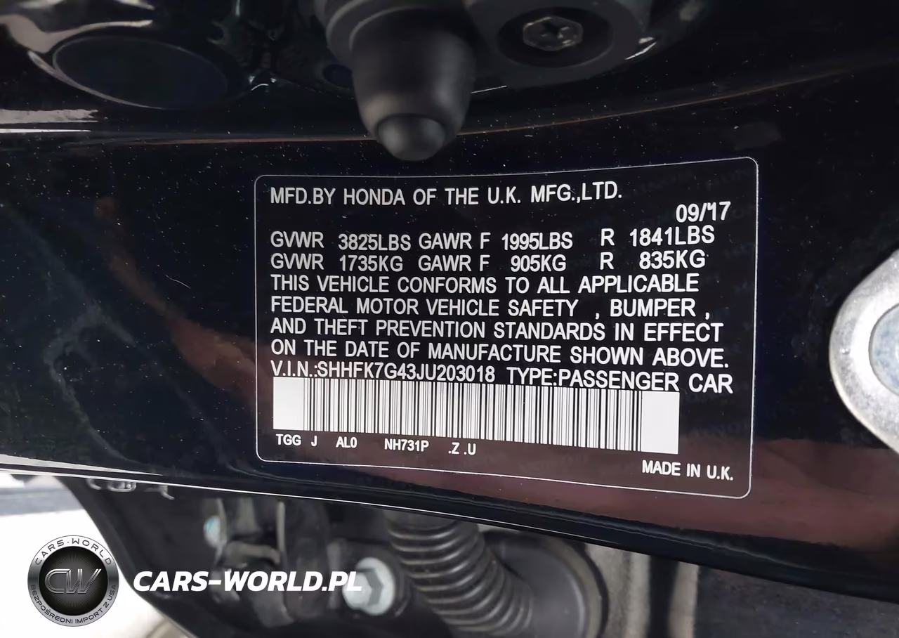 2018 Honda Civic Sport VIN:SHHFK7G43JU203018 - 9