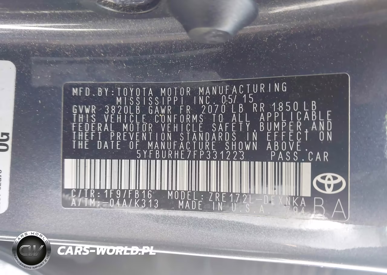 2015 Toyota Corolla Le VIN:5YFBURHE7FP331223 - 9