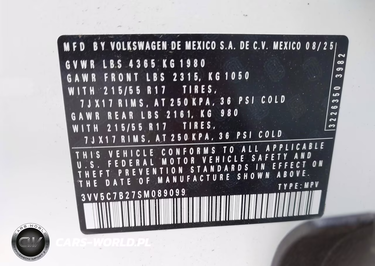 2025 Volkswagen Taos 1.5T S VIN:3VV5C7B27SM089099 - 8