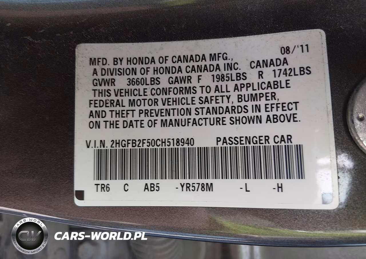 2012 Honda Civic Lx VIN:2HGFB2F50CH518940 - 9